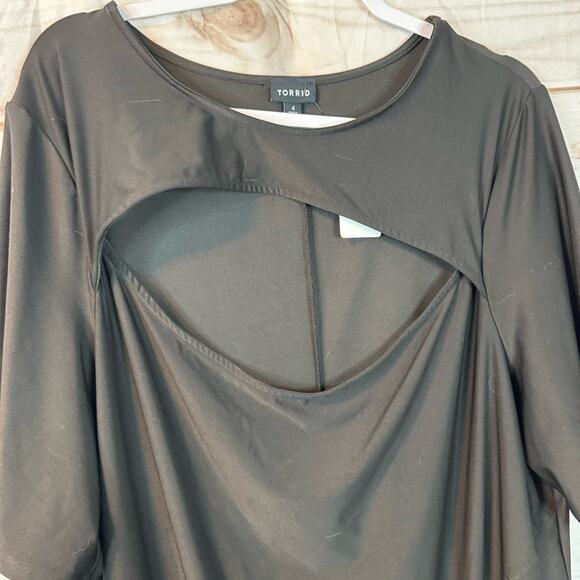 Torrid Black Bodycon Cutout Studio Knit Leg Slit Mini Dress Size 4X - Picture 9 of 10